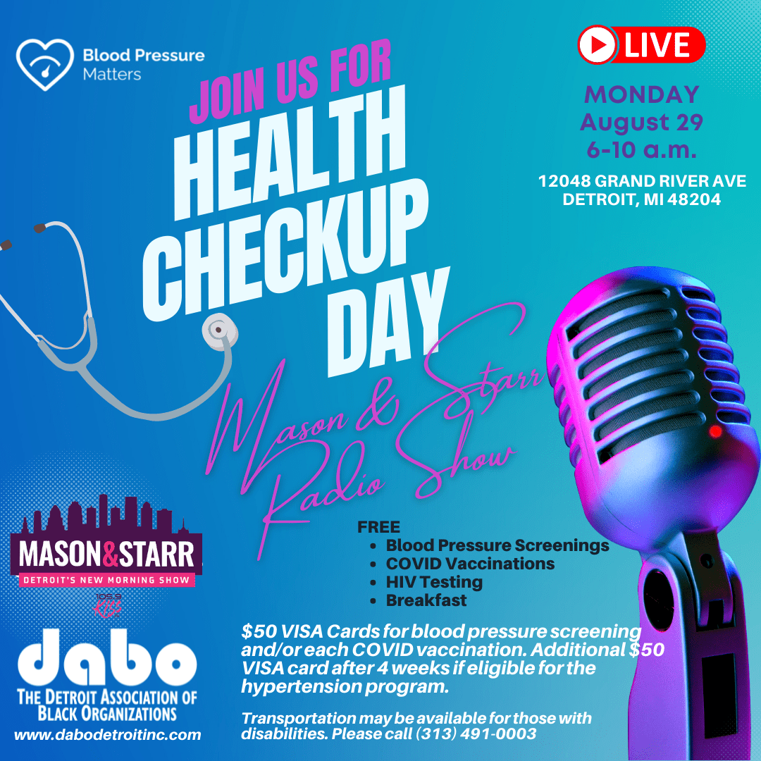 Health Checkup Day Live with 105.9 KISS FM | The Detroit Association of  Black Organizations